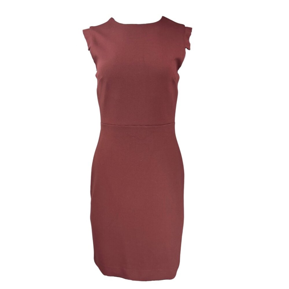 Babaton Brown Sheath Dress with Cap Sleeves